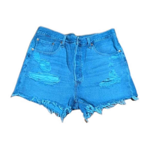 Levis Premium 501 Women's Size 33 Button Fly Cut Off Raw Hem Shorts Casual - Picture 1 of 7